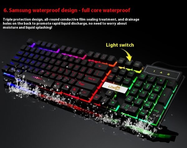 Industry gaming keyboard glowing usb cable gaming keyboard - Image 2